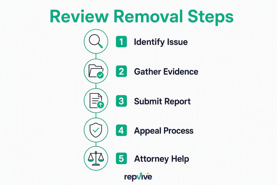 Infographic illustrating review removal process steps