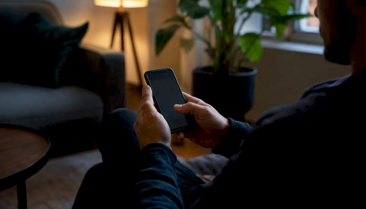 Hands taking timestamped smartphone screenshot