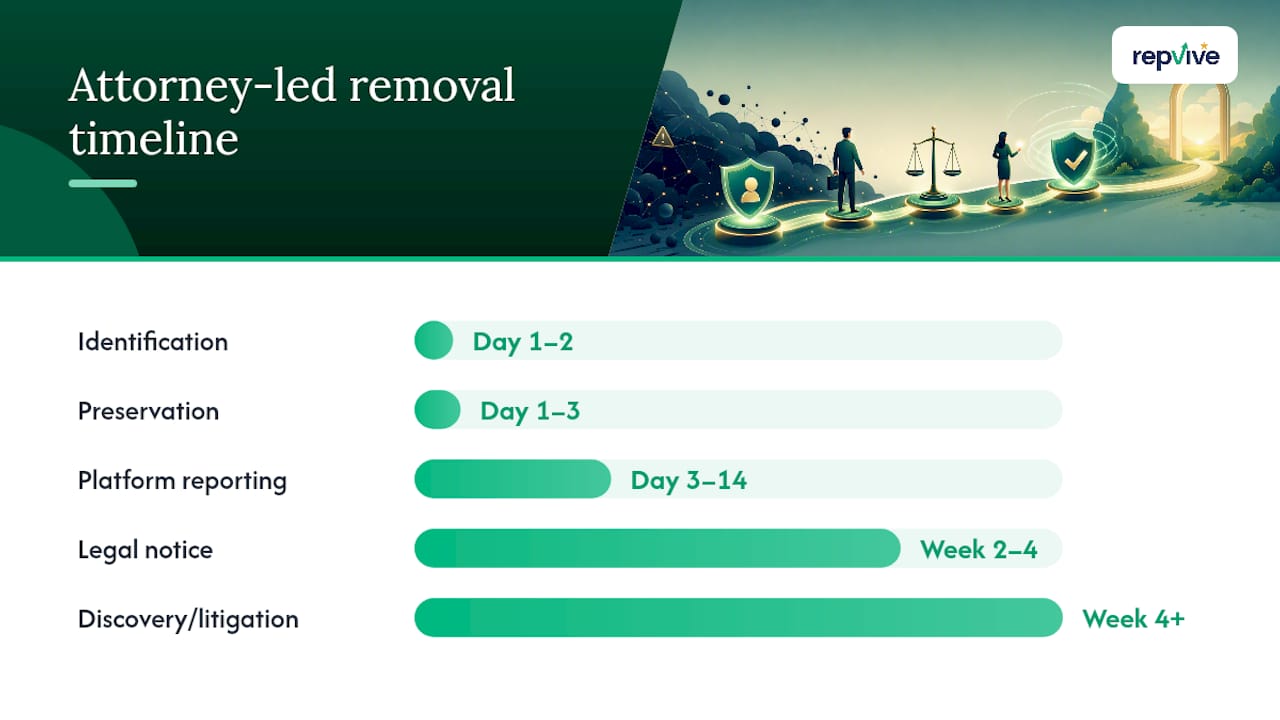 Timeline diagram of attorney-led review removal phases