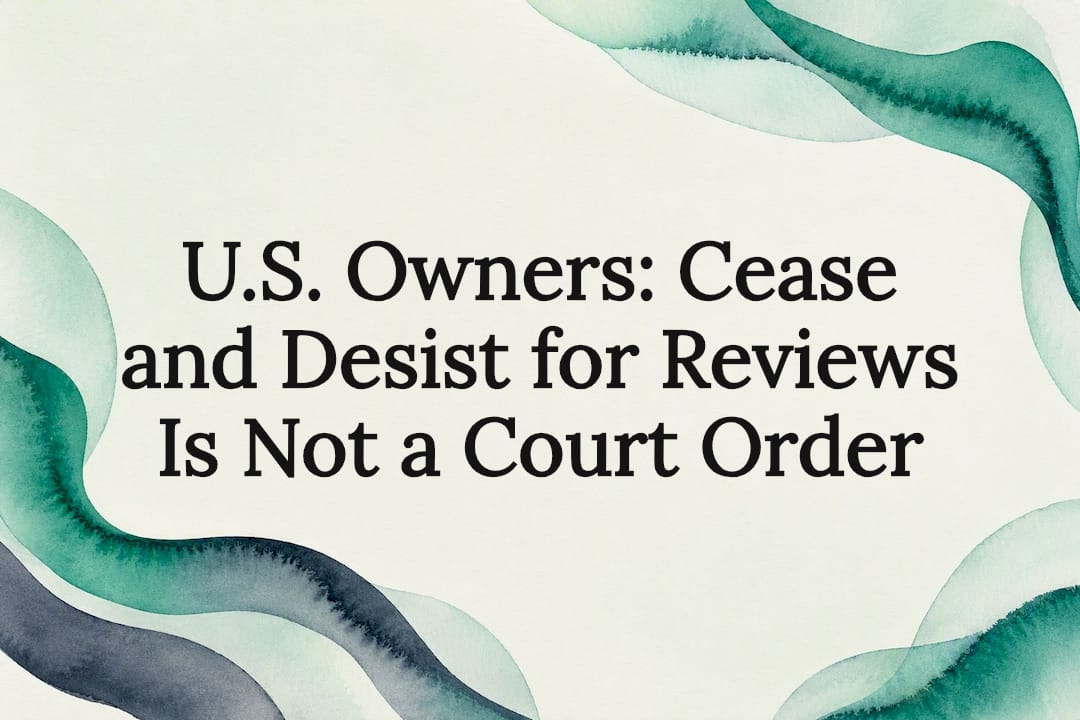 Decorative cease and desist title card