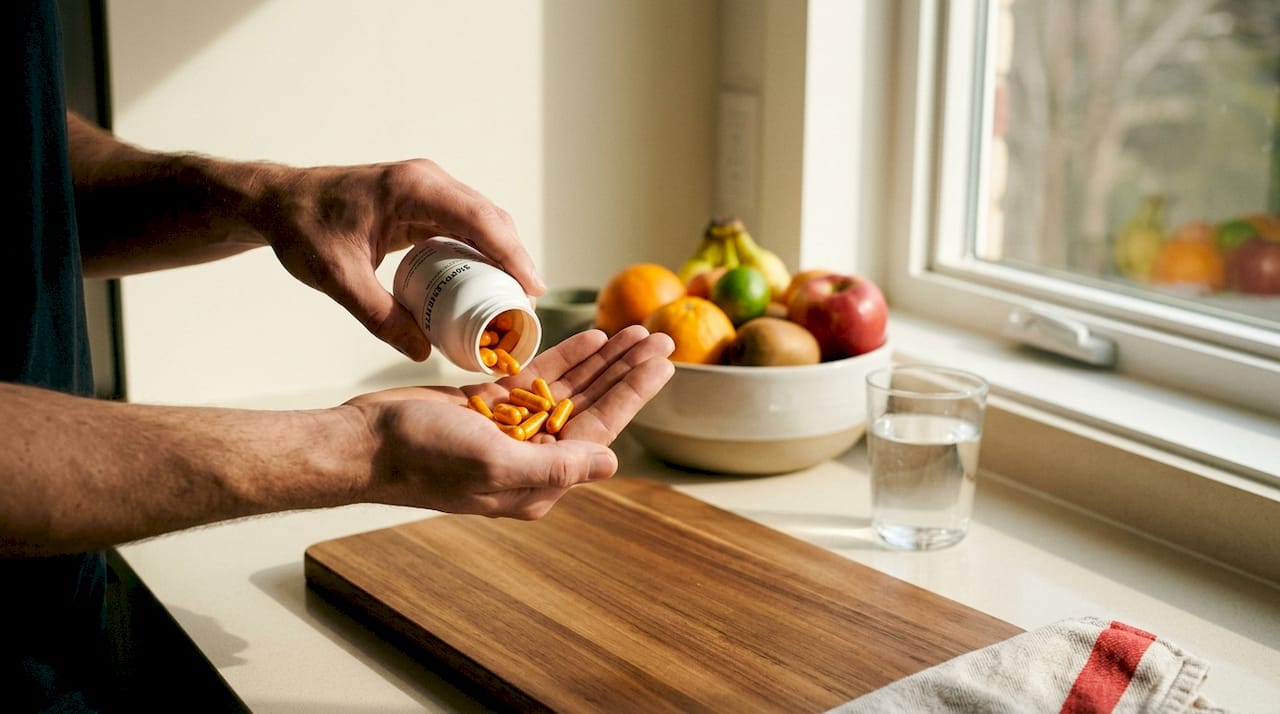 Hands holding phytoceramides supplements
