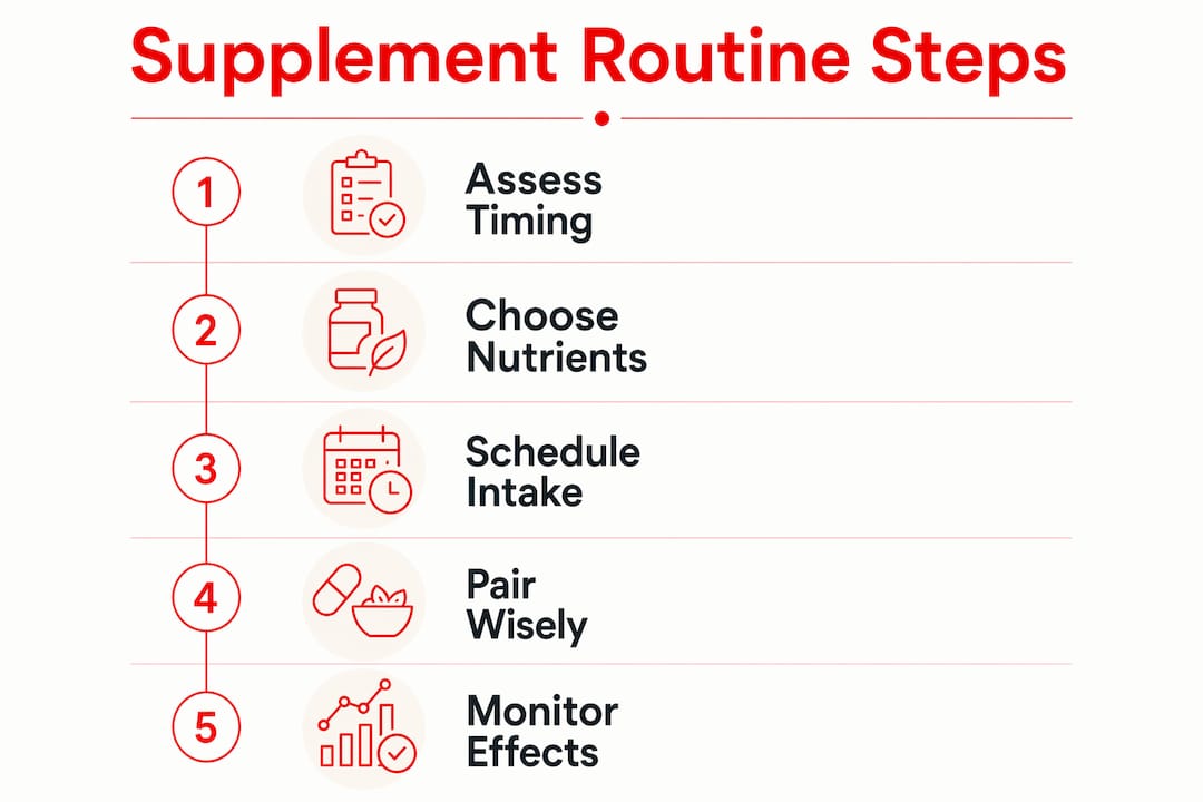 Infographic displaying five-step beauty supplement routine