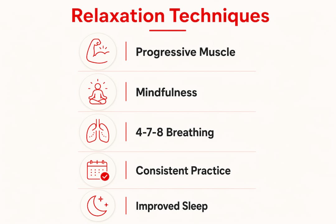 Infographic illustrating step-by-step relaxation techniques