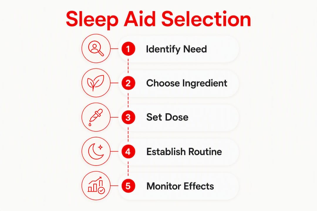 Infographic illustrating steps to choose sleep aid