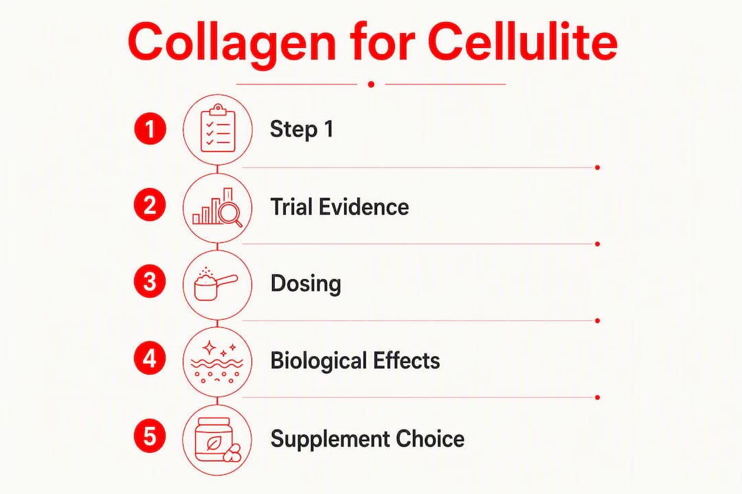Infographic illustrating steps in collagen for cellulite treatment