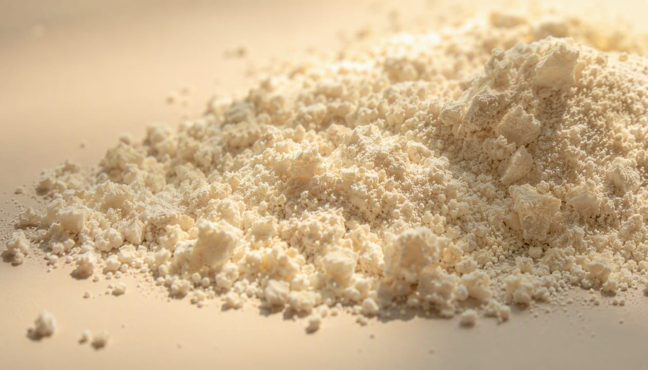 Close-up of collagen peptide powder texture