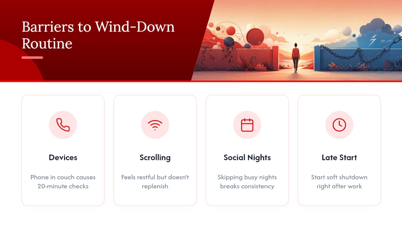Infographic of common wind-down routine barriers
