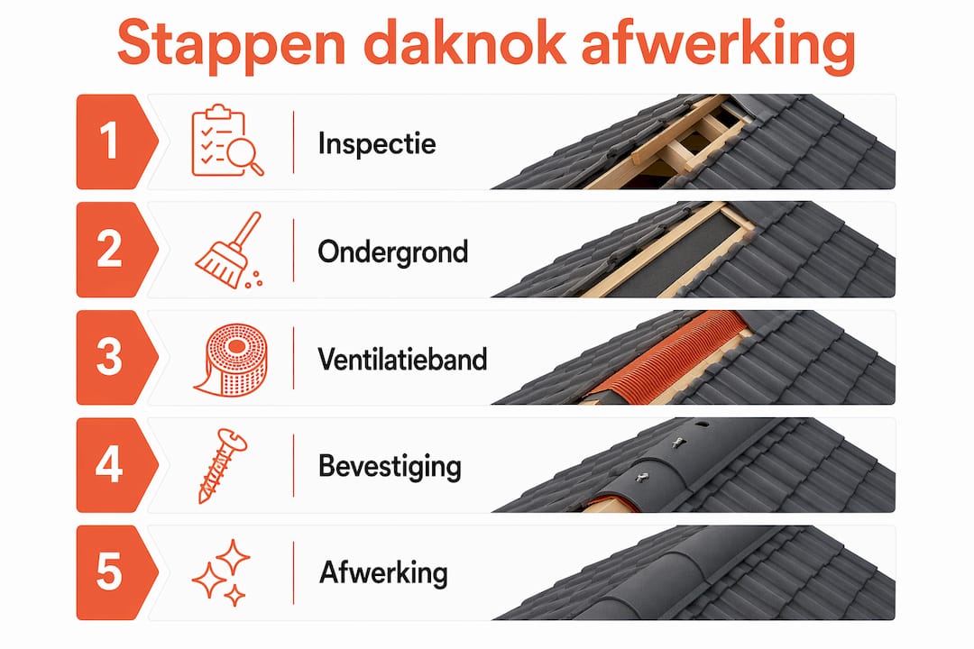 Handige infographic: zo werk je de nok van je dak stap voor stap netjes af