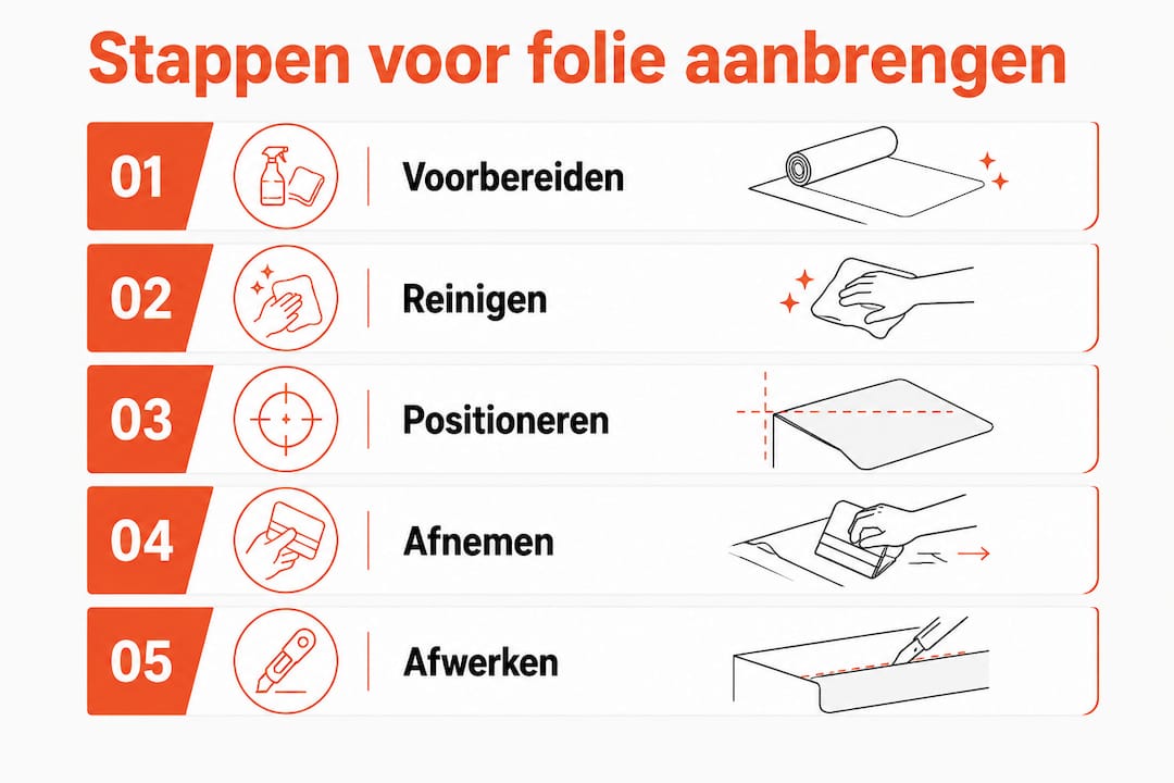 Overzichtelijke infographic: zo breng je folie stap voor stap aan