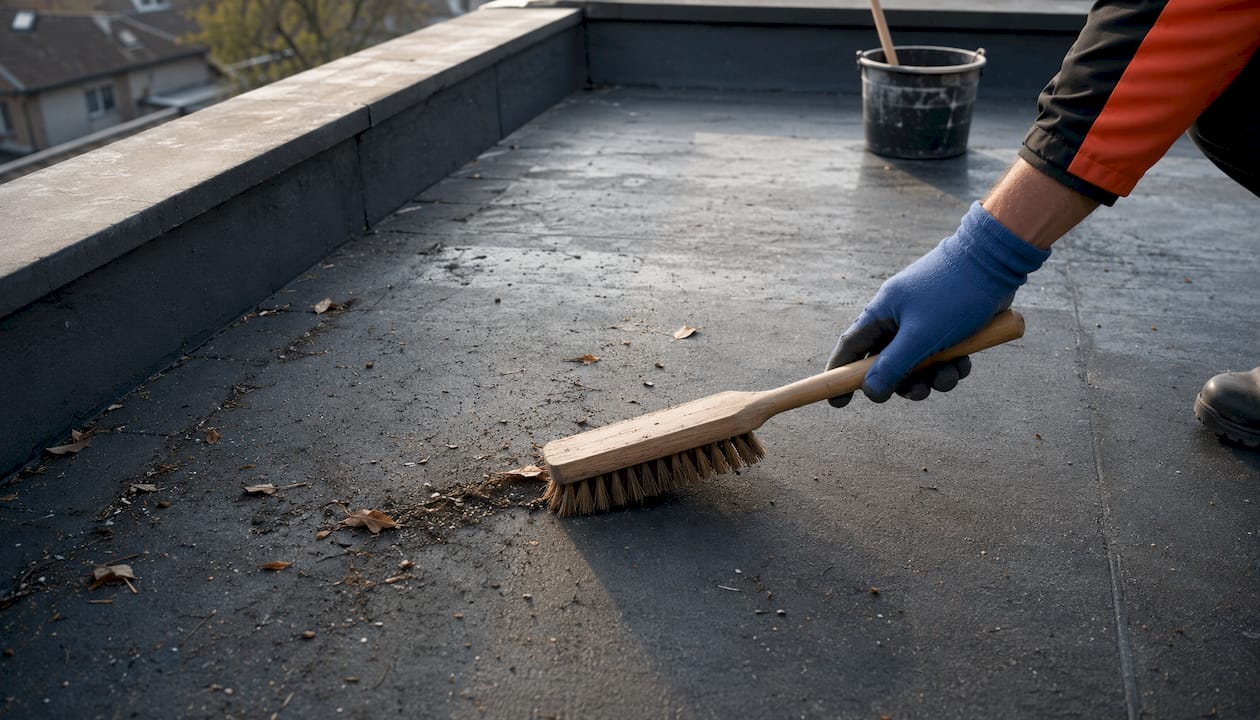 Voordat de schroeven worden geplaatst, het dakoppervlak eerst grondig met de hand schoonmaken.
