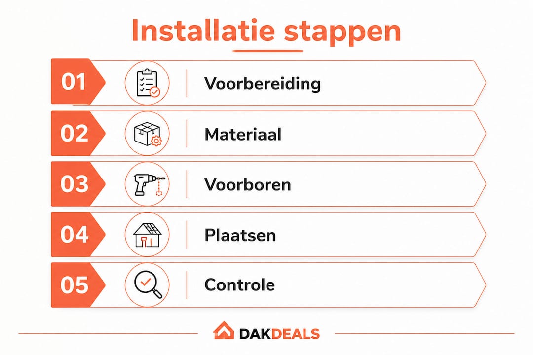 Infographic: stap-voor-stap handleiding voor het plaatsen van bitumenschroeven