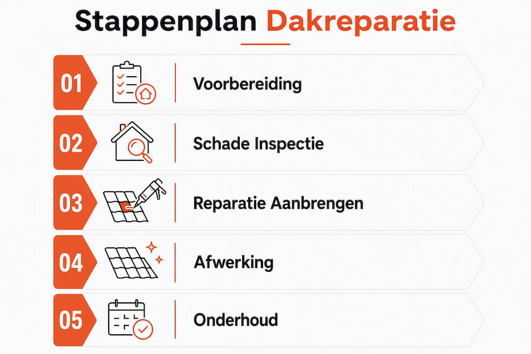 Overzichtelijke infographic: stap voor stap je dak laten repareren