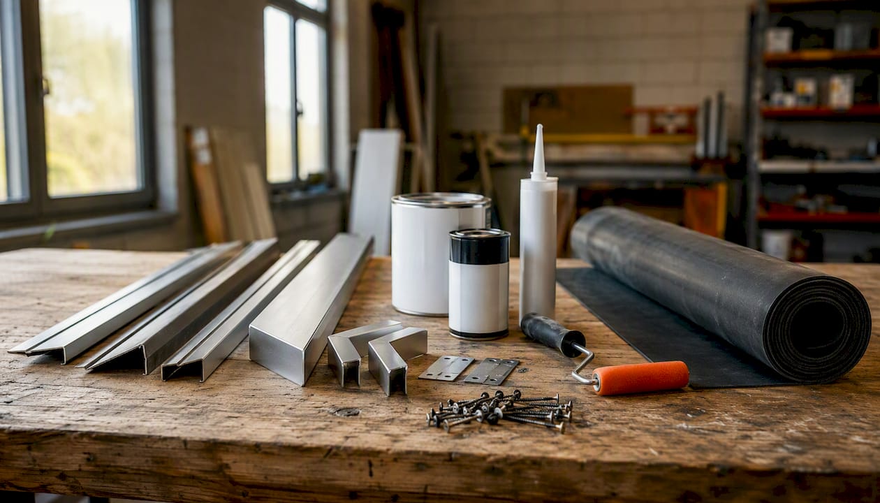 Benodigdheden en gereedschap voor het aanbrengen van EPDM daktrim
