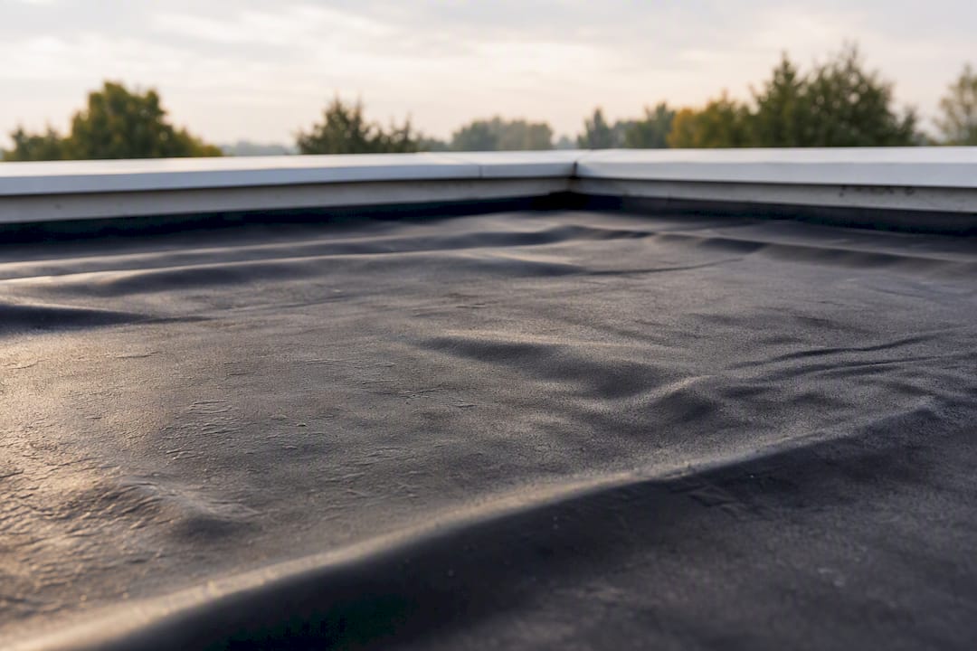 Close-up van flexibel EPDM-membraan op het dak