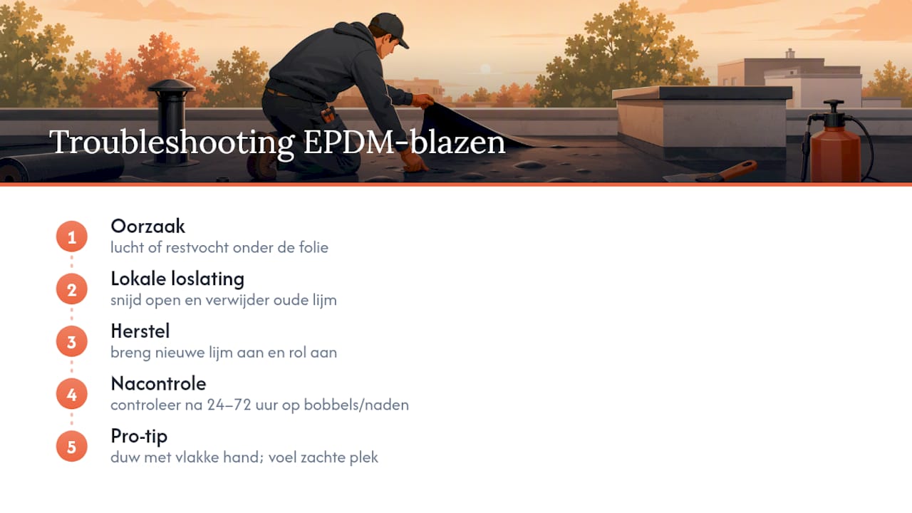 Stappenplan voor blazen en loslating bij EPDM