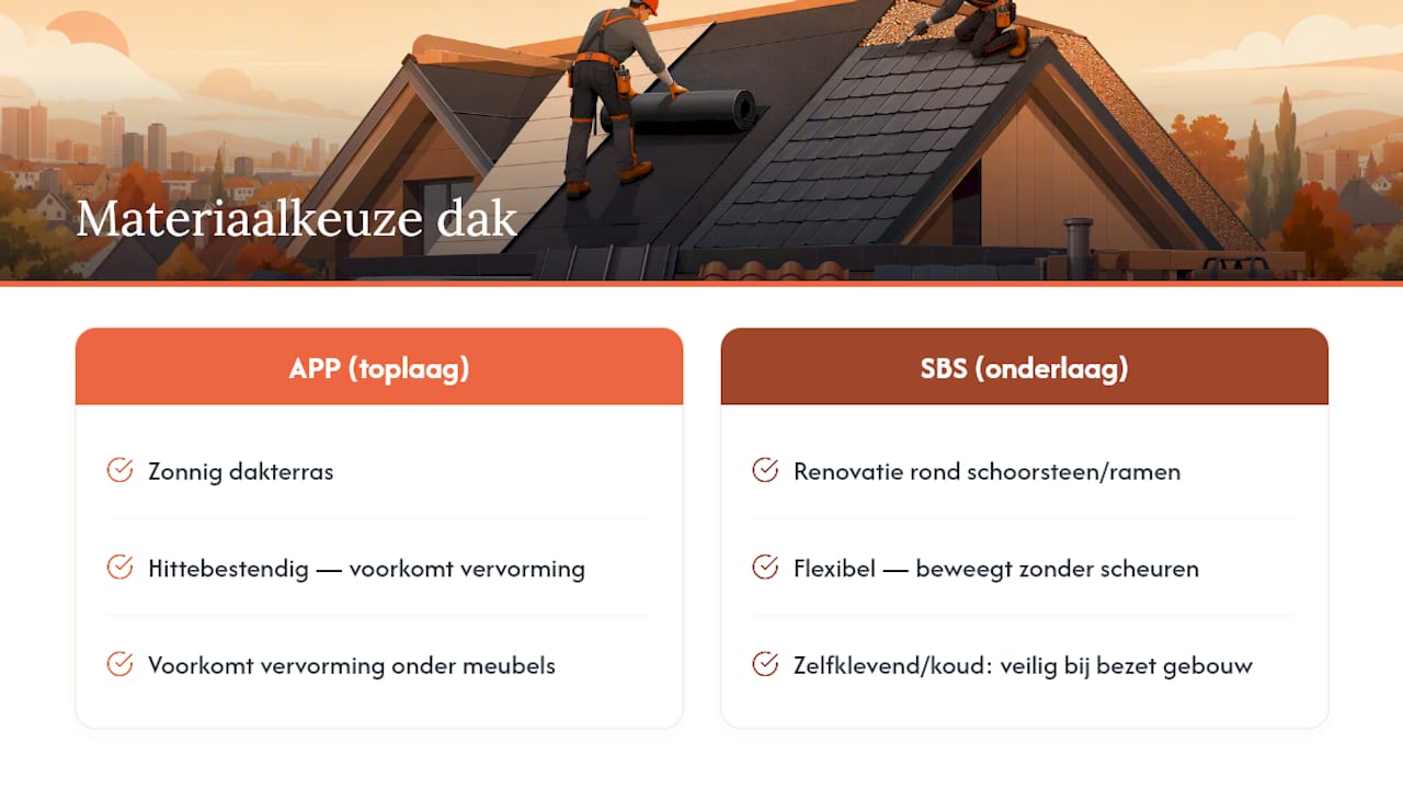 Vergelijking tussen SBS en APP per type dak