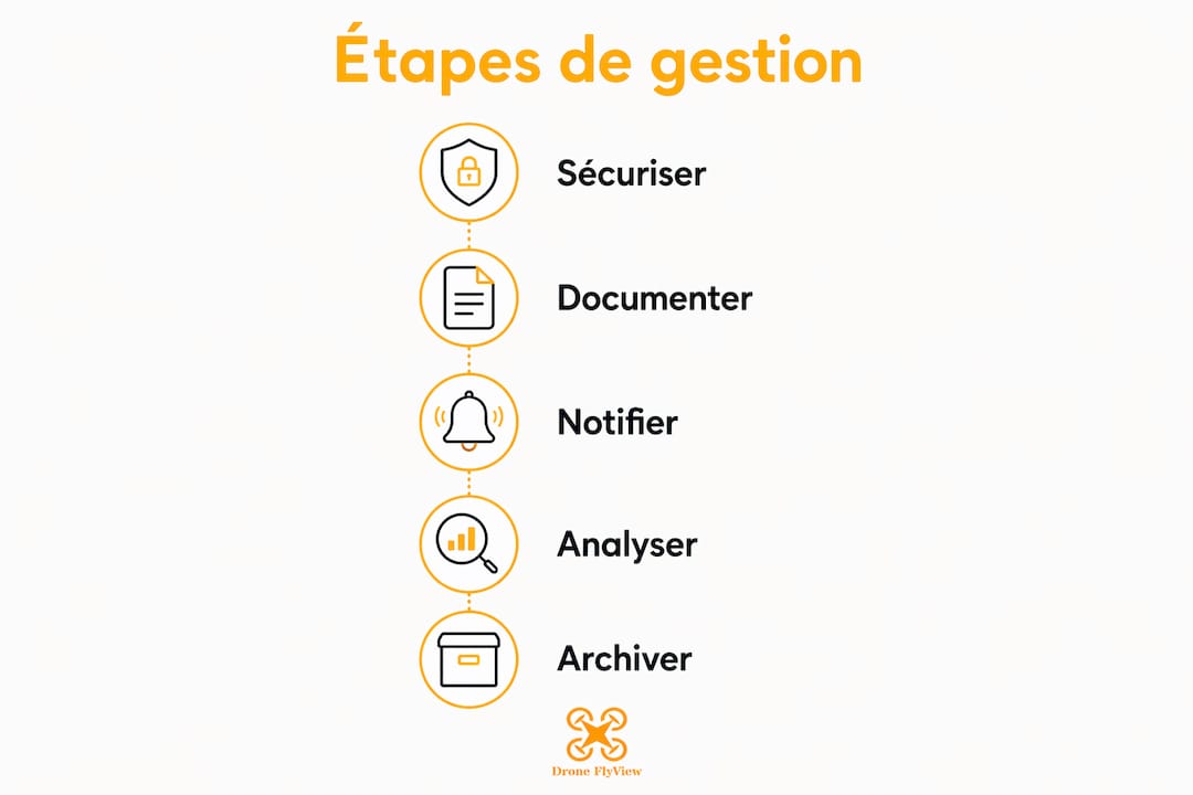 Infographie : les différentes étapes pour gérer un incident lié à un drone