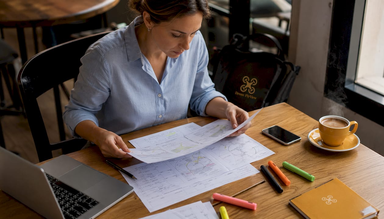 Une femme en train d'élaborer un plan de vol