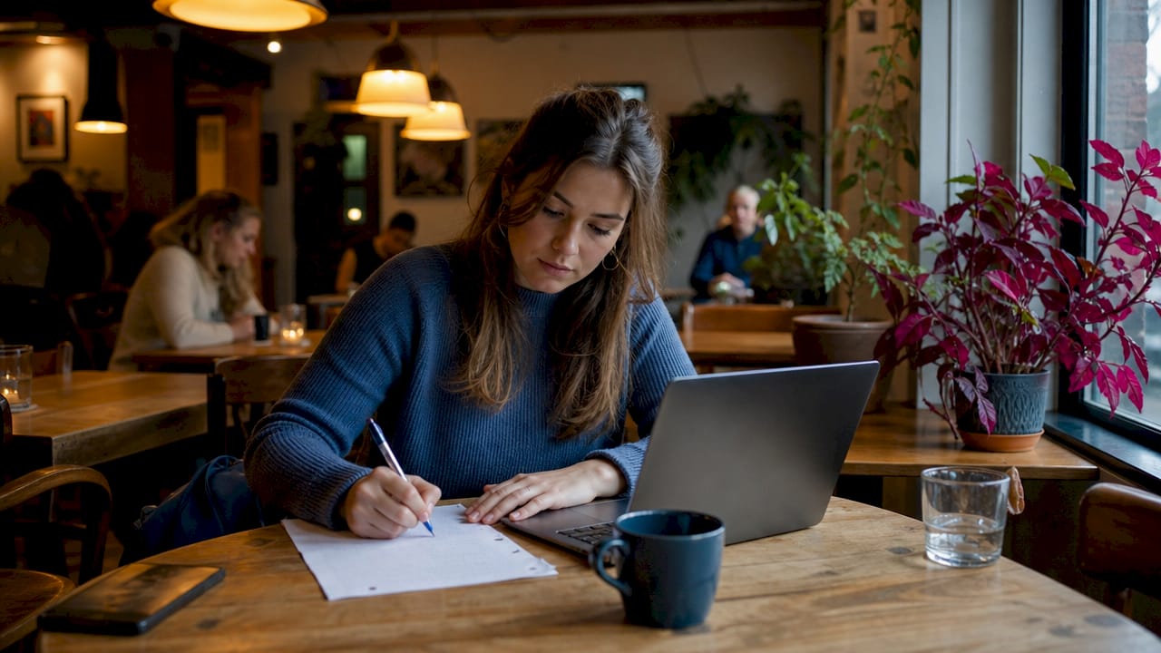 Vrouw werkt aan haar Instagram contentplanning