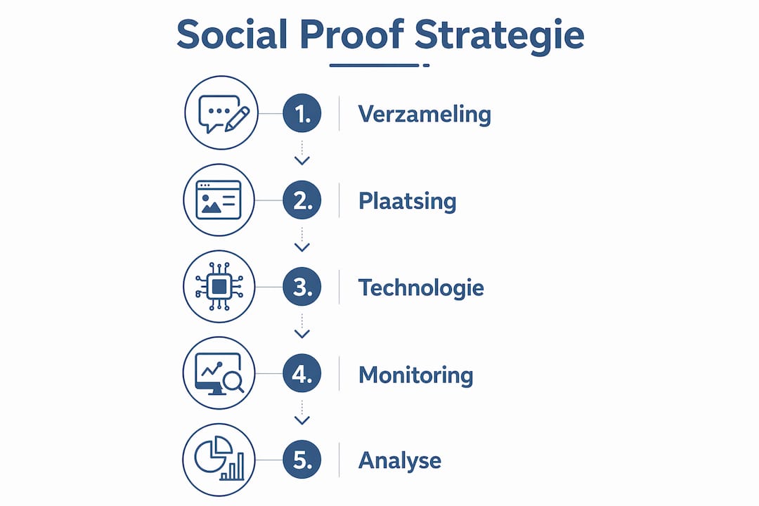 Infographic met een overzicht van de stappen voor een sterke social proof strategie