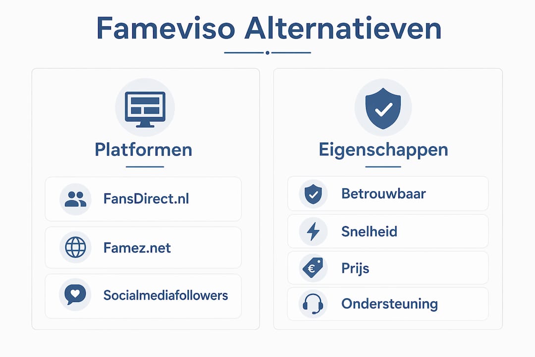 Infographic: vergelijking van de belangrijkste kenmerken van Fameviso en alternatieve opties