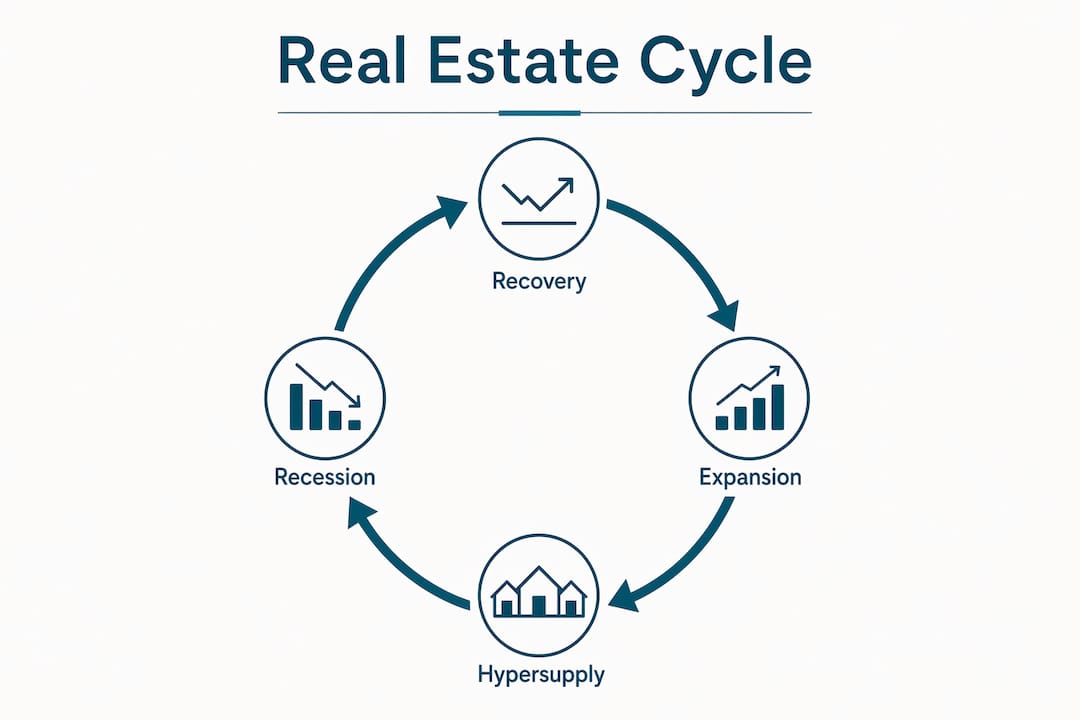 Infographic showing four real estate cycle phases