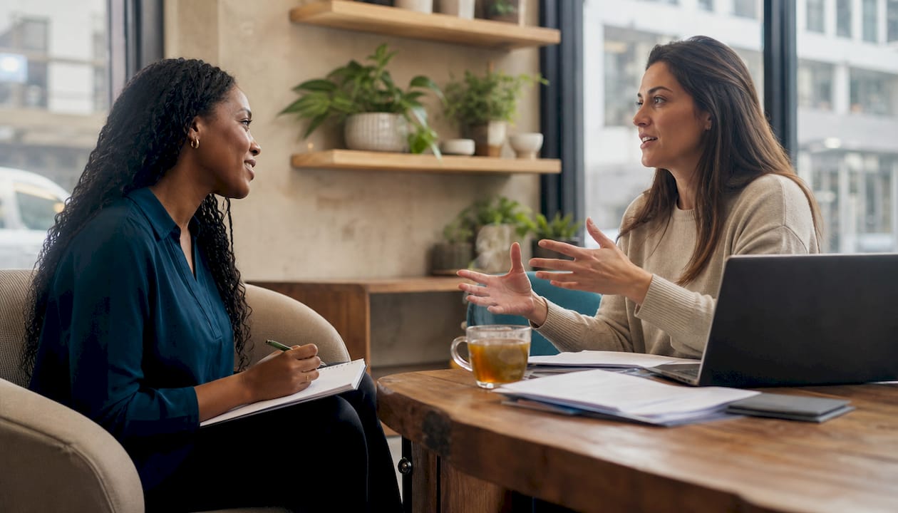 Buyer interviewing multiple real estate agents in home