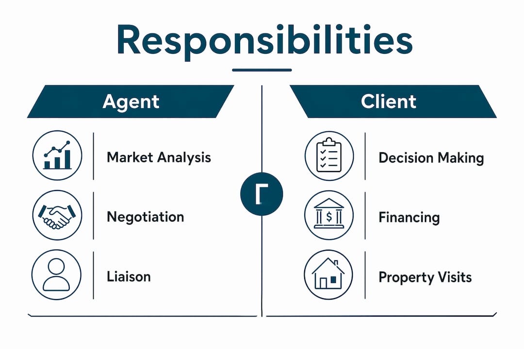 Infographic comparing agent and client responsibilities