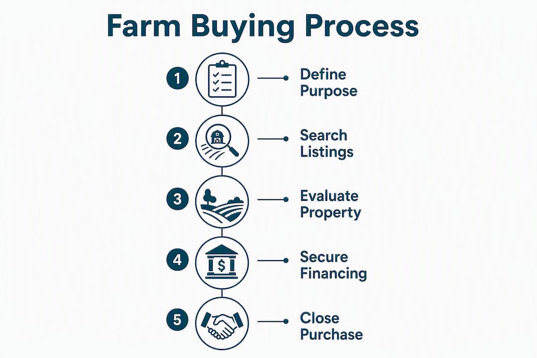 Infographic illustrating stages of farm buying process