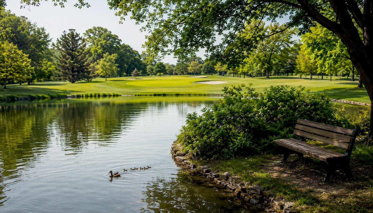 Duck pond and green at Gypsy Hill Park