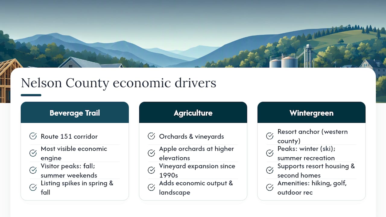 Diagram comparing Nelson County's main economic sectors