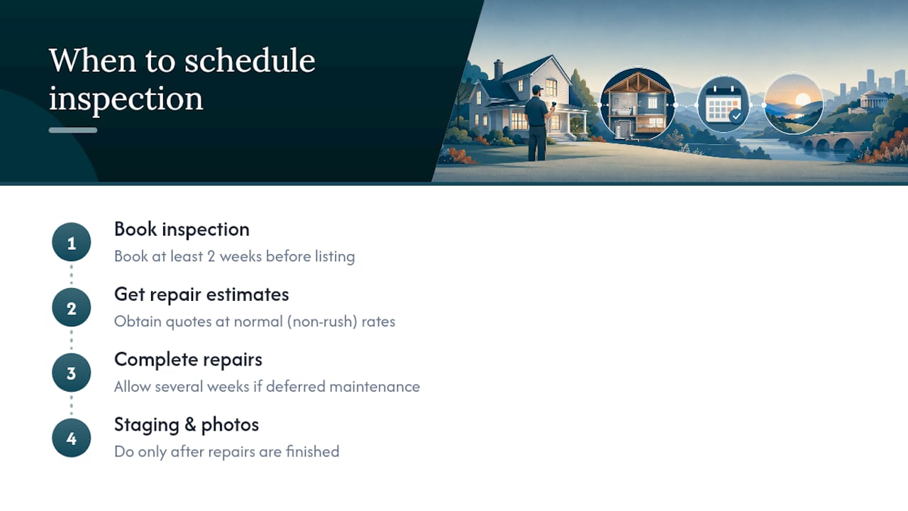 Pre-listing inspection and repair timeline