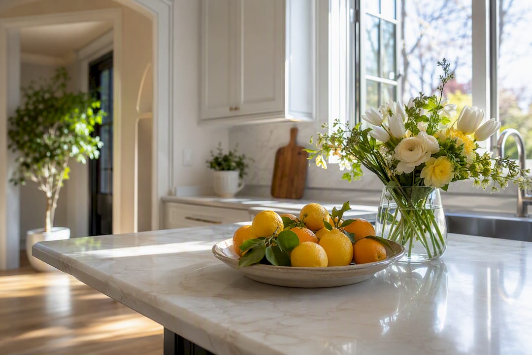 Spring staging with citrus and fresh flowers
