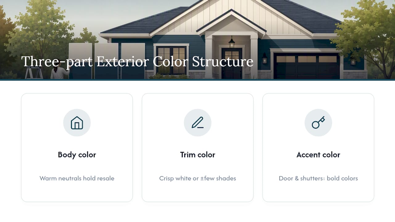 Three-part exterior color scheme diagram