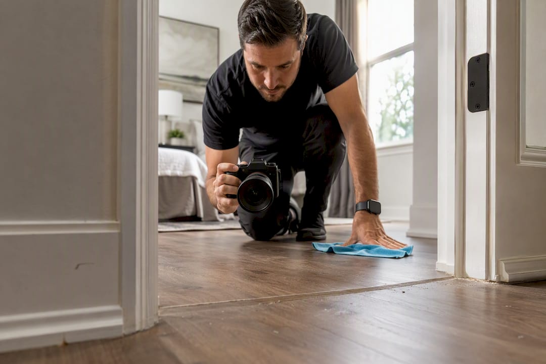 Low angle check before home photography