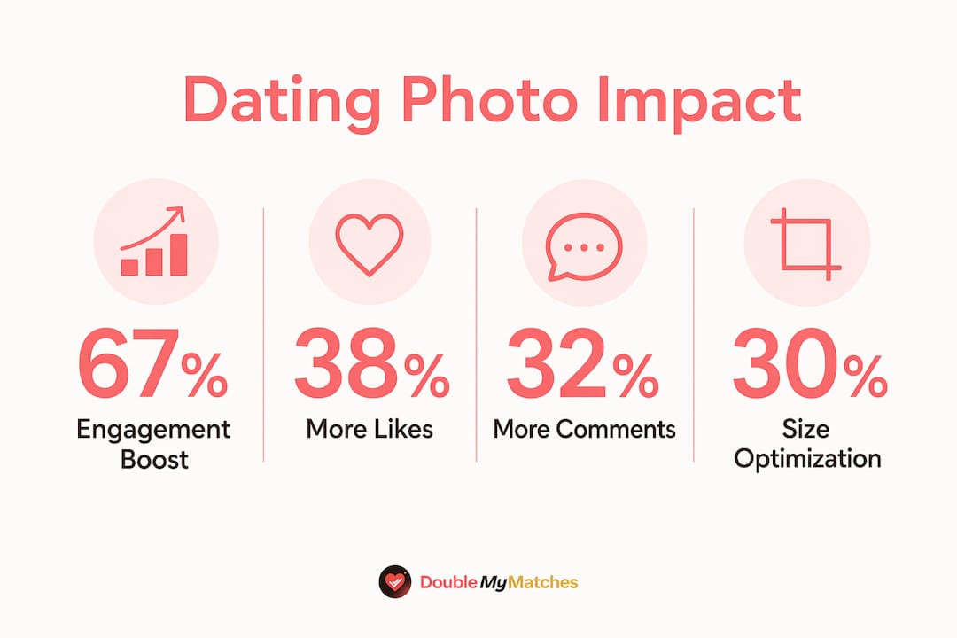 Infographic summarizing dating photo quality stats