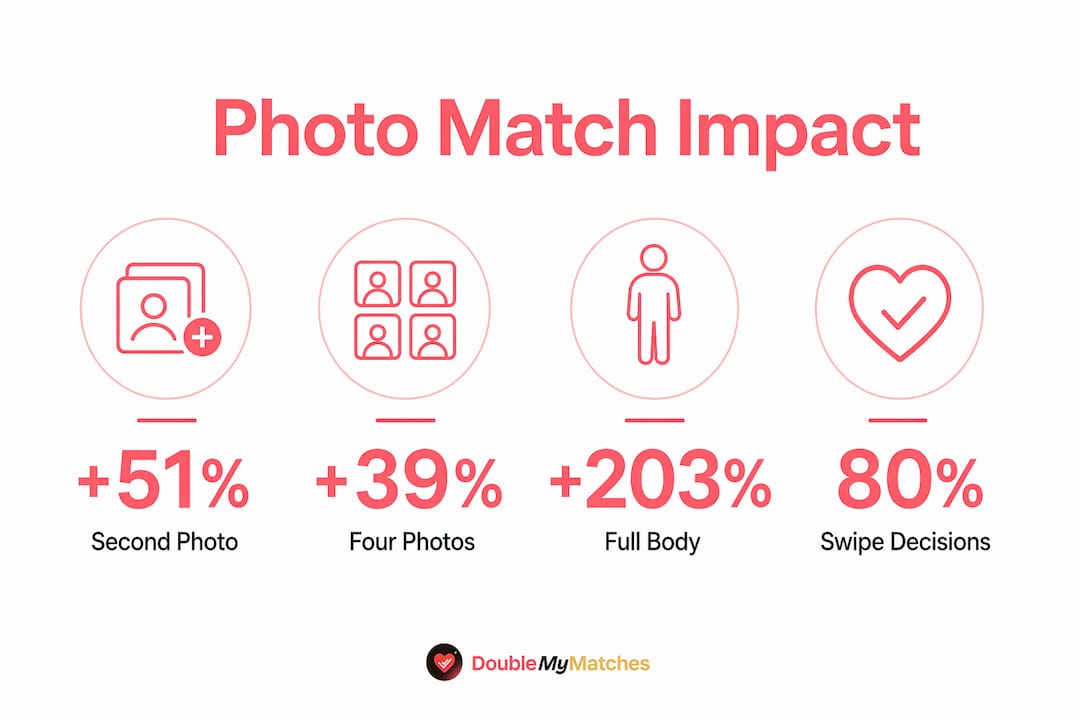 Infographic showing statistics on effective dating photos