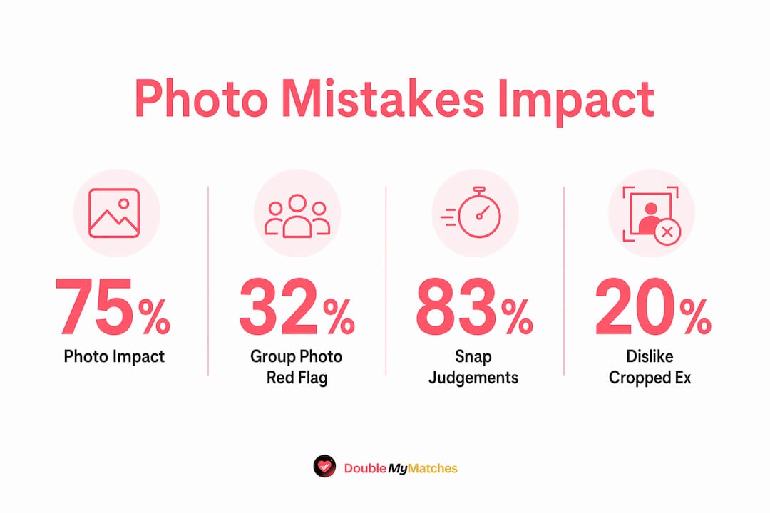 Infographic showing key stats about photo mistakes and match rates