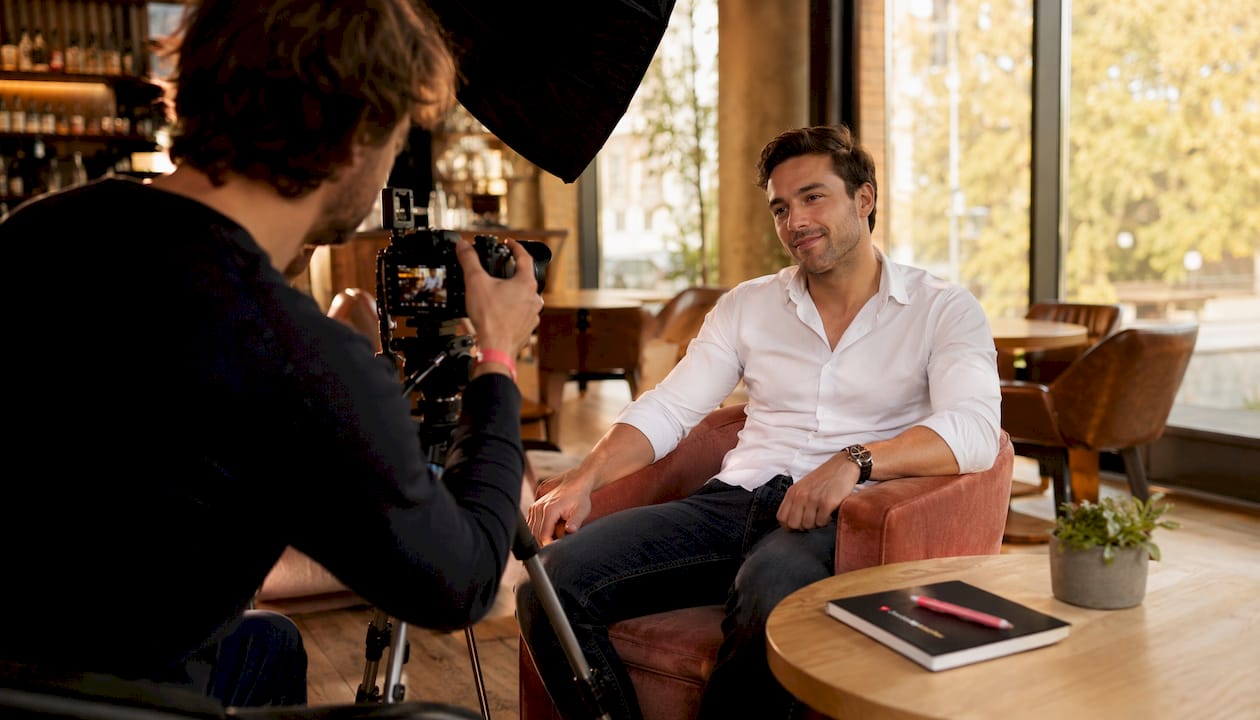 Man posed for professional dating photo session