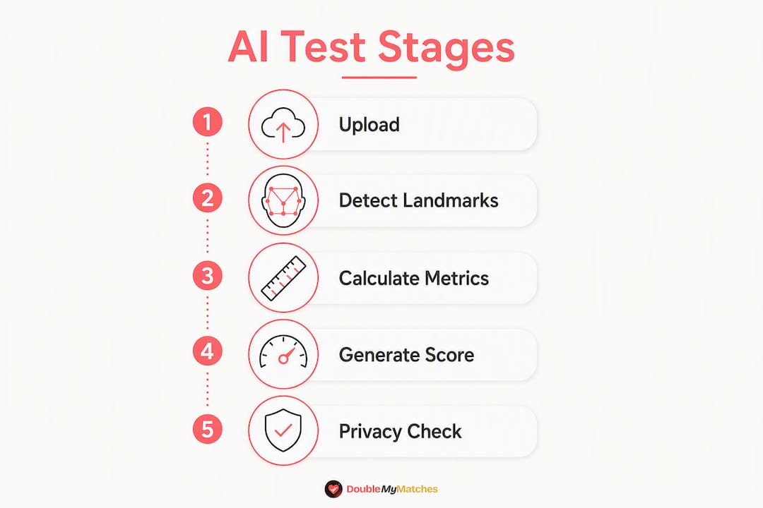 Infographic showing AI attractiveness test stages
