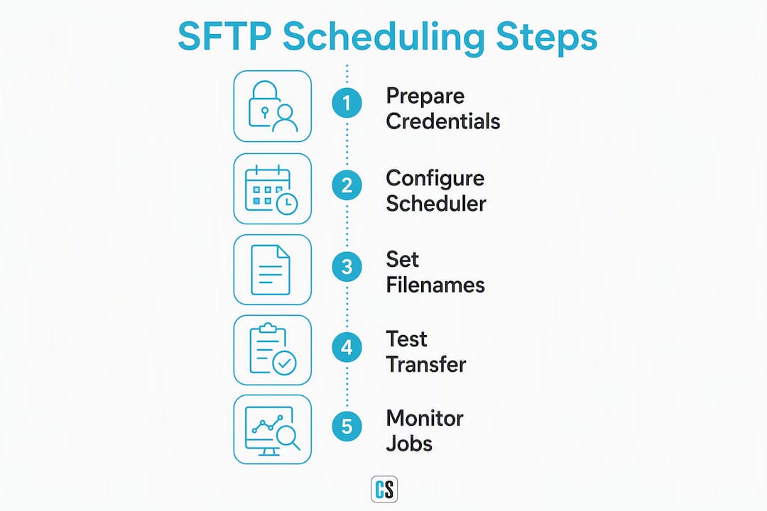 Infographic depicting key SFTP scheduling steps