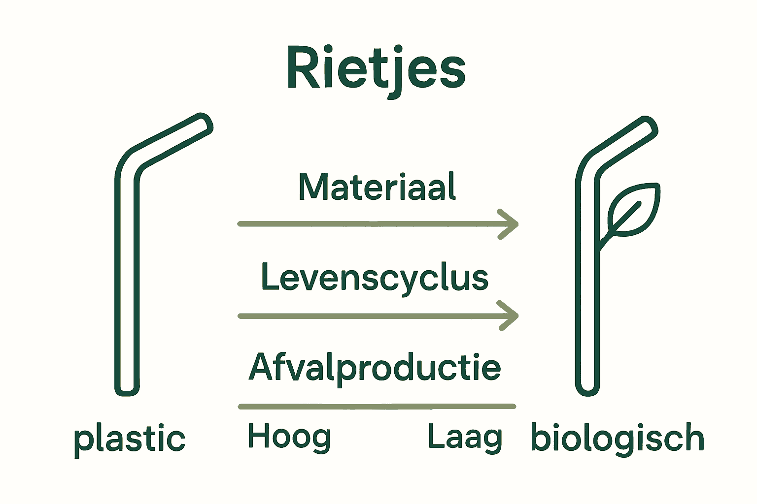 Visueel vergelijk duurzame versus traditionele rietjes