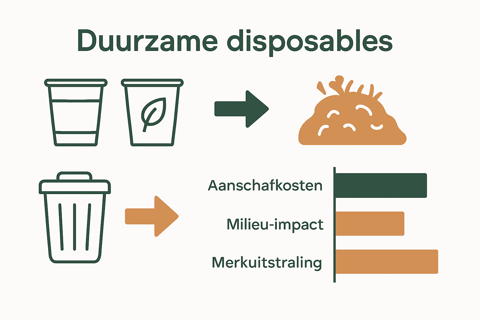 Vergelijkende infographic plastic versus duurzame disposables