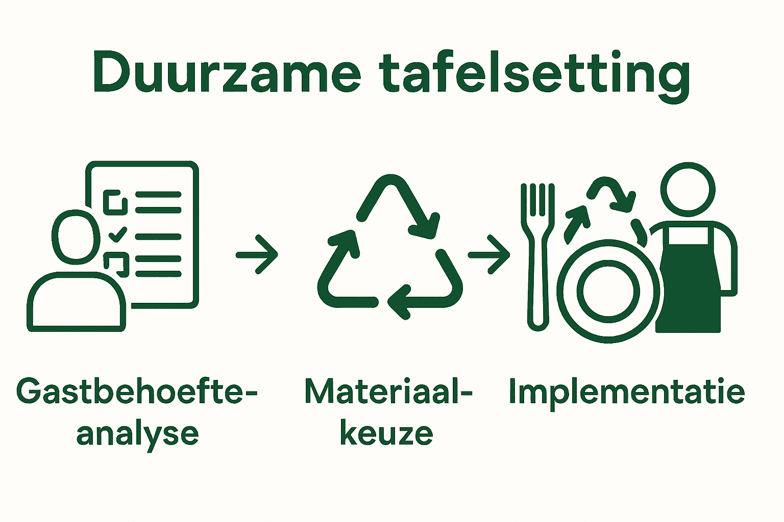 Infographic over stappen duurzame tafelsetting.