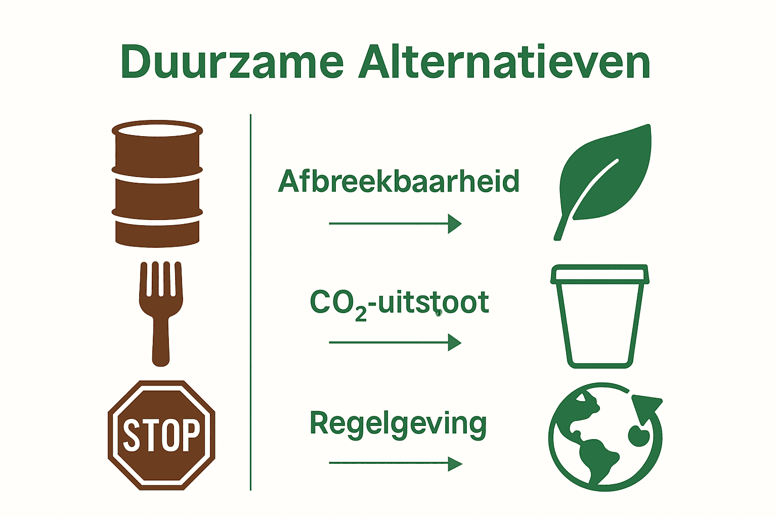 Vergelijking van plastic en duurzame materialen infographic