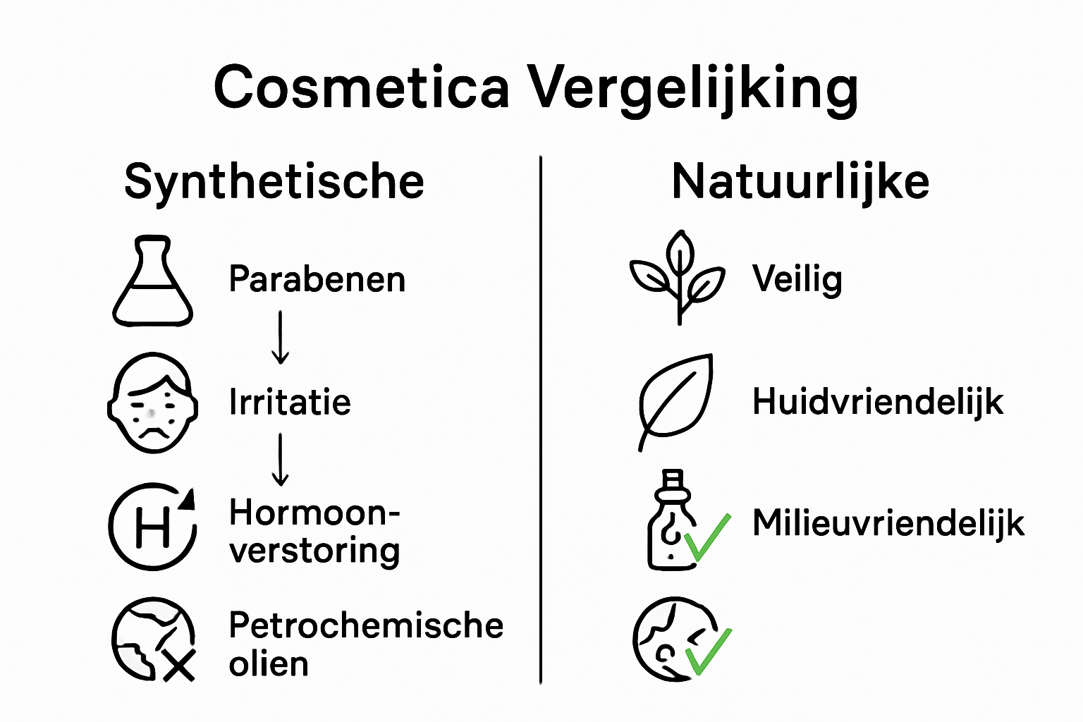 Infographic synthetische versus natuurlijke cosmetica