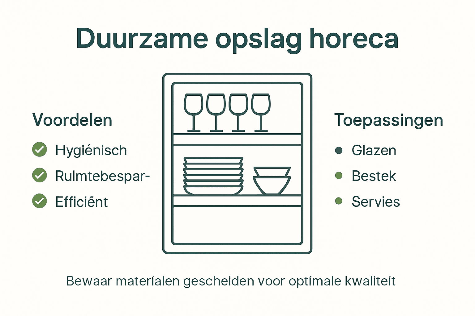 Overzichtelijke infographic met duurzame opslagoplossingen voor de horeca