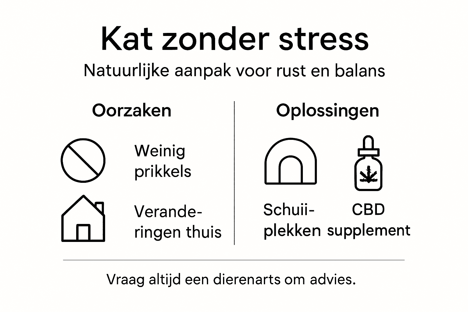 Overzicht: natuurlijke manieren om stress bij je kat te verminderen (infographic)