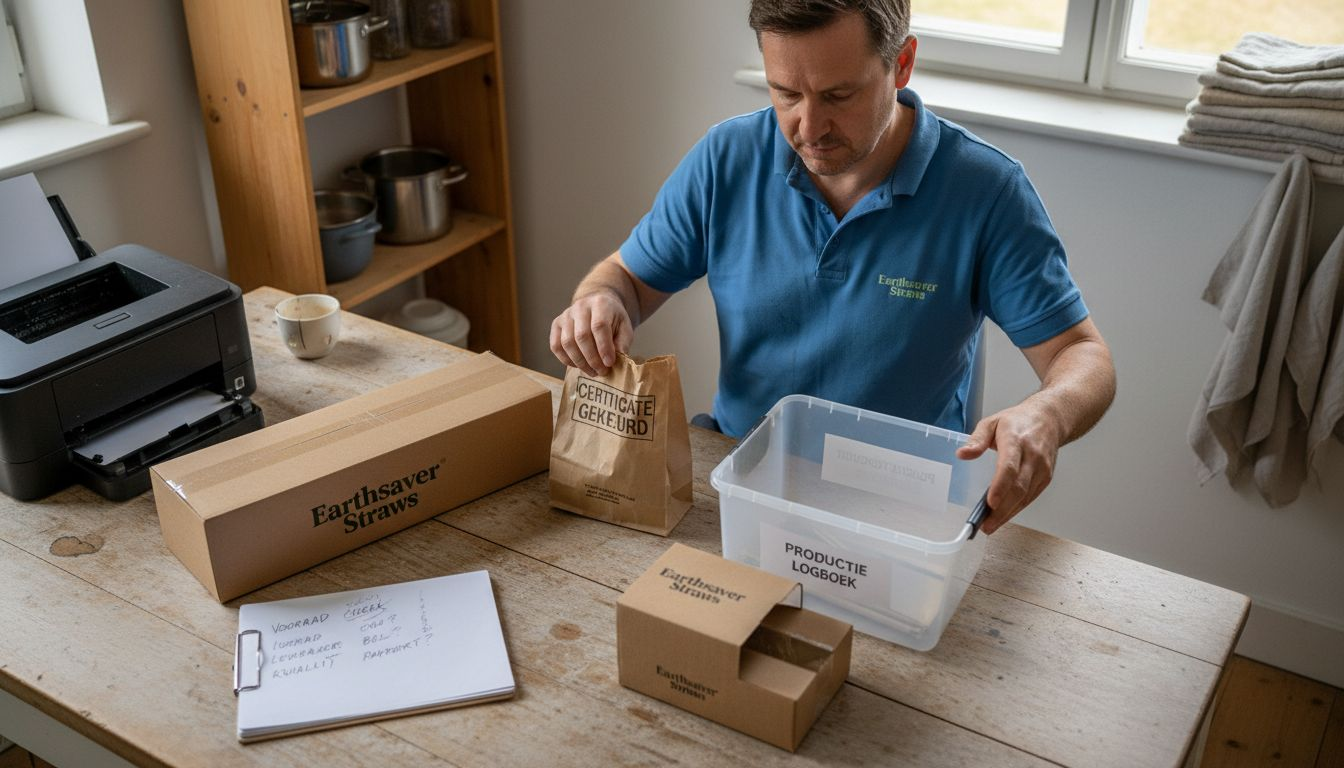 Manager beoordeelt de duurzaamheid van verpakkingen