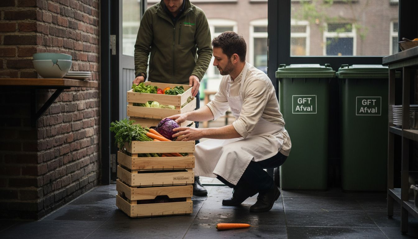 Verse, duurzame ingrediënten worden de keuken binnengebracht.